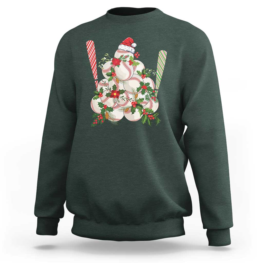 Funny Christmas Baseball Sweatshirt Santa Sports Balls Snow Xmas Tree - Wonder Print Shop