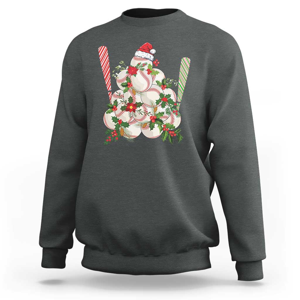 Funny Christmas Baseball Sweatshirt Santa Sports Balls Snow Xmas Tree - Wonder Print Shop
