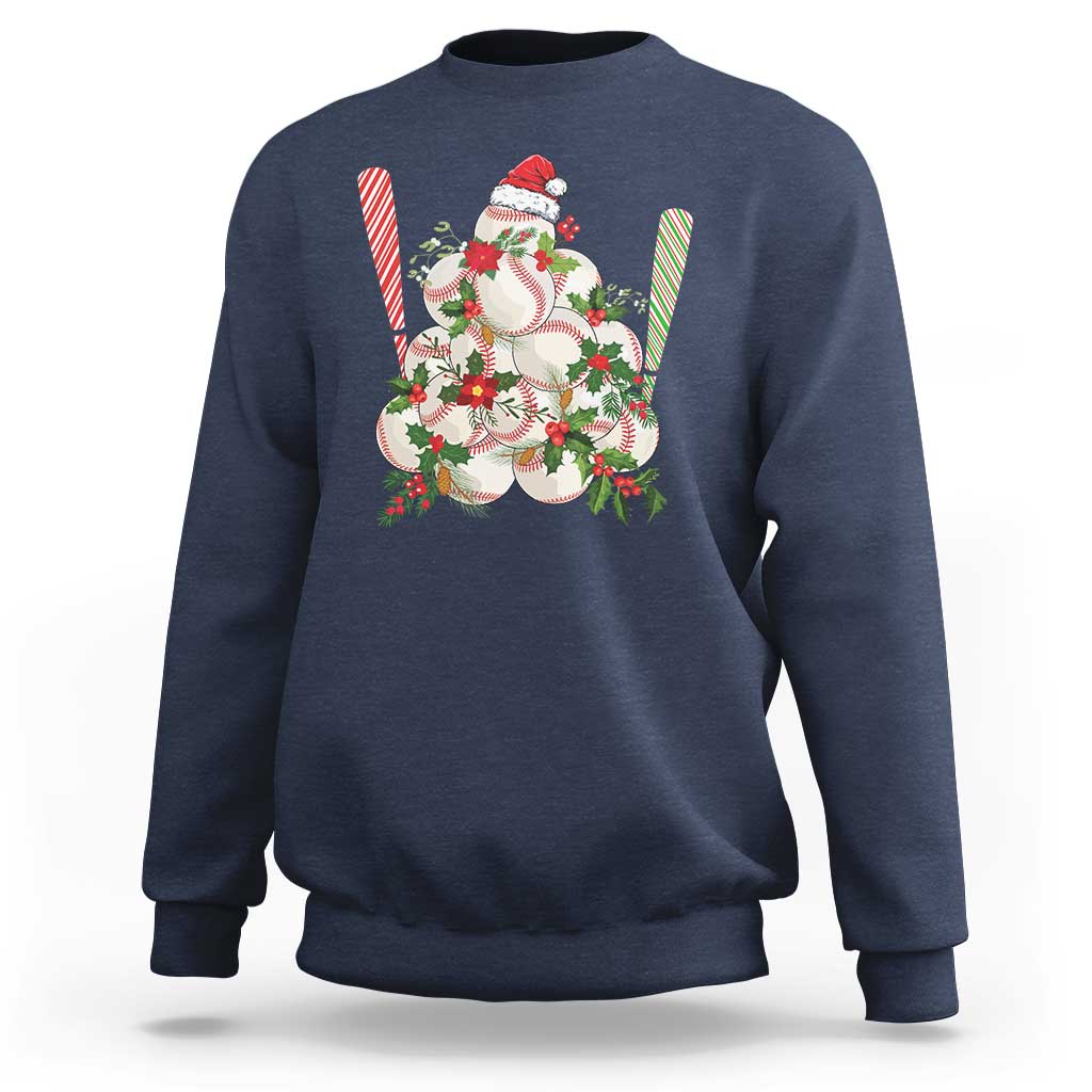 Funny Christmas Baseball Sweatshirt Santa Sports Balls Snow Xmas Tree - Wonder Print Shop