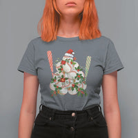 Funny Christmas Baseball T Shirt For Women Santa Sports Balls Snow Xmas Tree - Wonder Print Shop