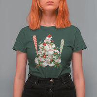 Funny Christmas Baseball T Shirt For Women Santa Sports Balls Snow Xmas Tree - Wonder Print Shop
