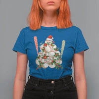 Funny Christmas Baseball T Shirt For Women Santa Sports Balls Snow Xmas Tree - Wonder Print Shop