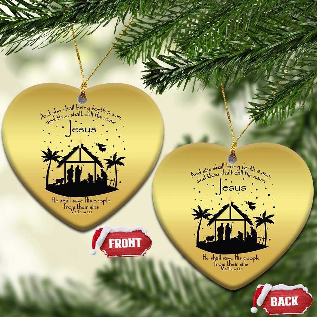 Christian Xmas Christmas Ornament And She Shall Bring Forth A Son And Thou Shalt Call His Name Jesus - Wonder Print Shop