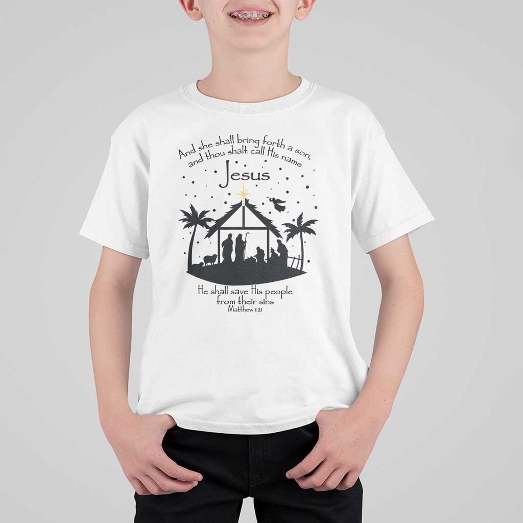 Christian Christmas T Shirt For Kid And She Shall Bring Forth A Son And Thou Shalt Call His Name Jesus - Wonder Print Shop