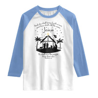 Christian Christmas Raglan Shirt And She Shall Bring Forth A Son And Thou Shalt Call His Name Jesus - Wonder Print Shop