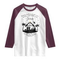 Christian Christmas Raglan Shirt And She Shall Bring Forth A Son And Thou Shalt Call His Name Jesus - Wonder Print Shop
