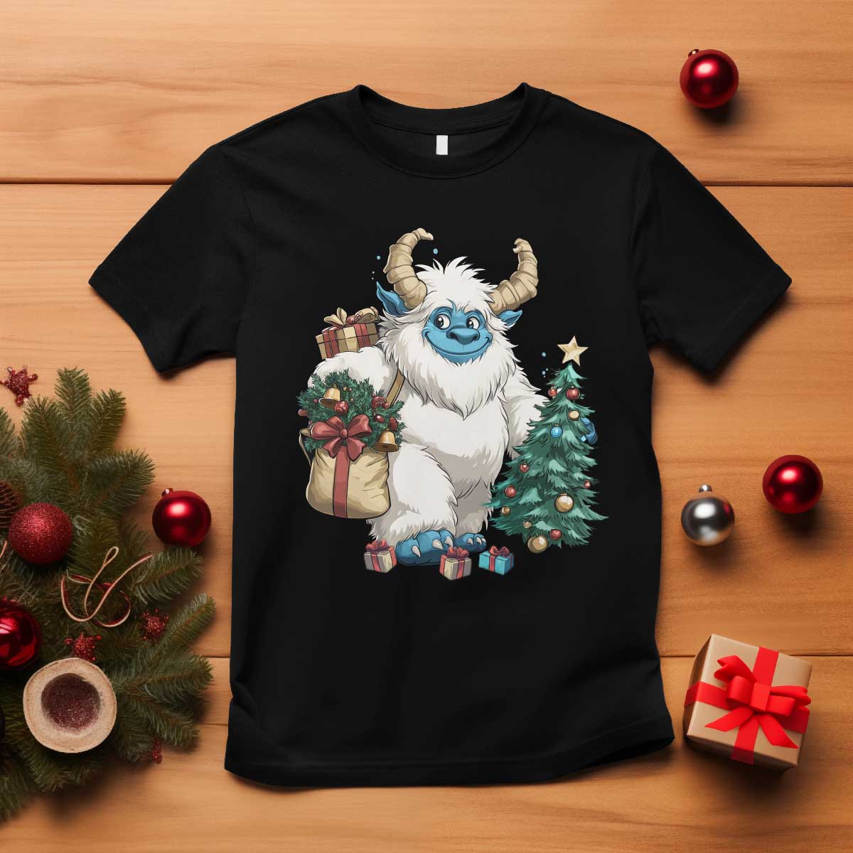 Funny Yule Yeti T Shirt Christmas Mythical Creature Winter Solstice - Wonder Print Shop