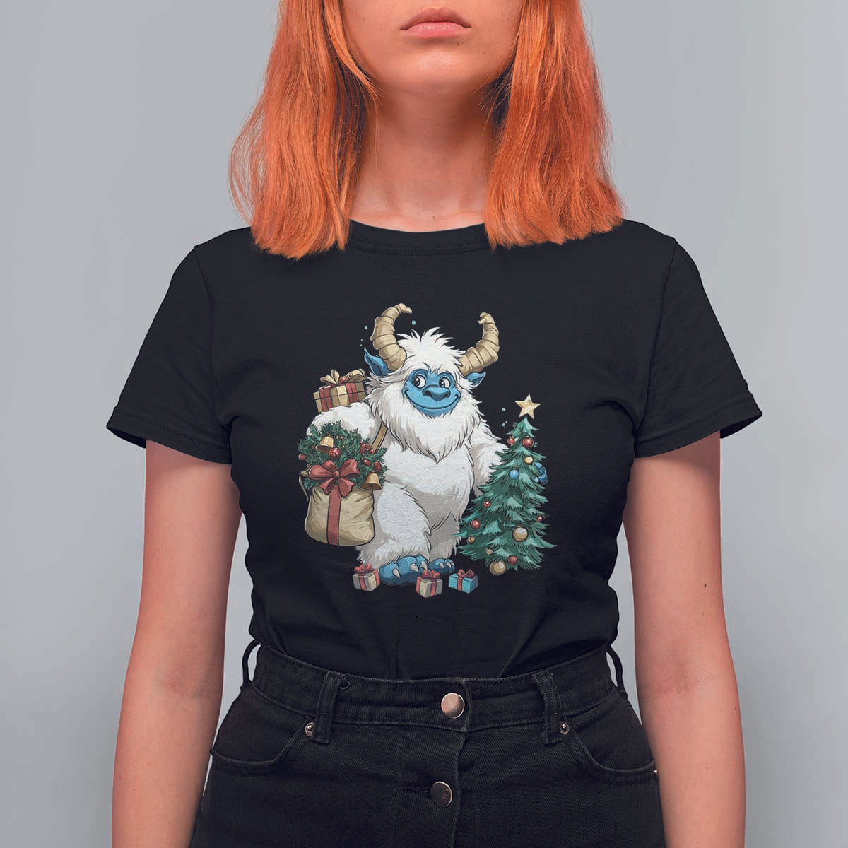 Funny Yule Yeti T Shirt For Women Christmas Mythical Creature Winter Solstice - Wonder Print Shop