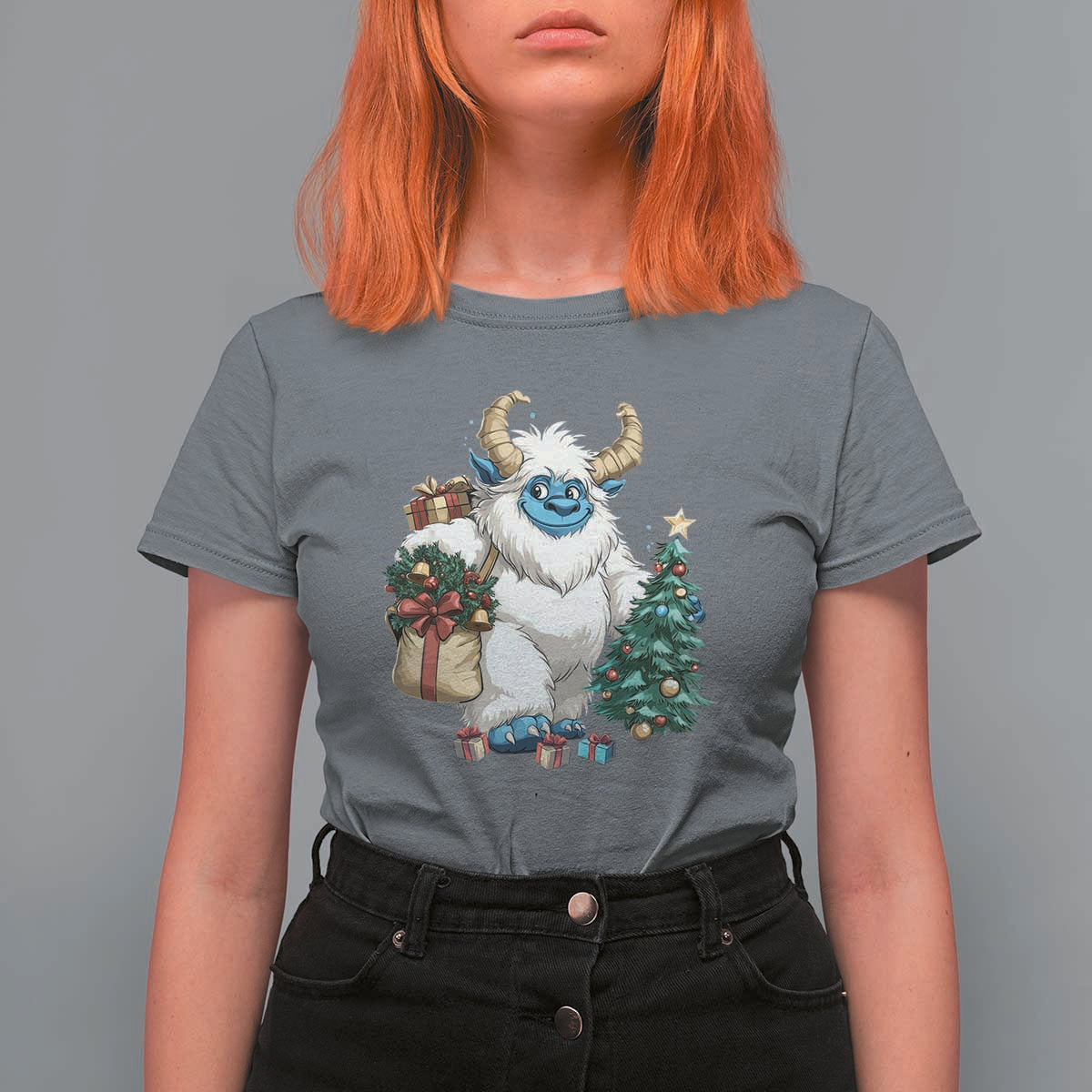 Funny Yule Yeti T Shirt For Women Christmas Mythical Creature Winter Solstice - Wonder Print Shop