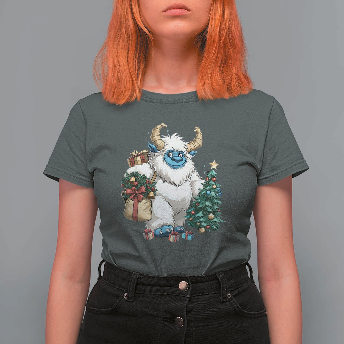 Funny Yule Yeti T Shirt For Women Christmas Mythical Creature Winter Solstice - Wonder Print Shop
