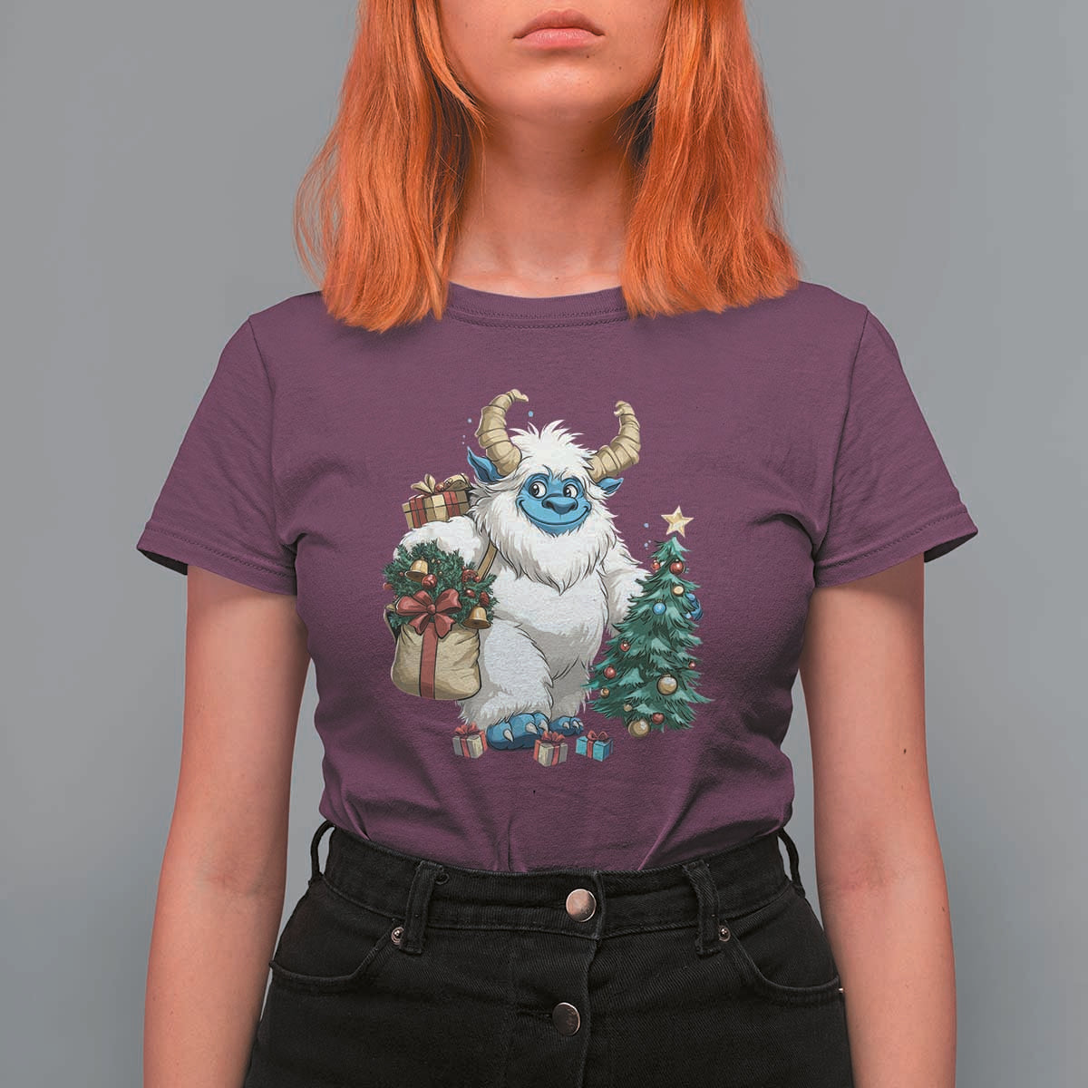 Funny Yule Yeti T Shirt For Women Christmas Mythical Creature Winter Solstice - Wonder Print Shop