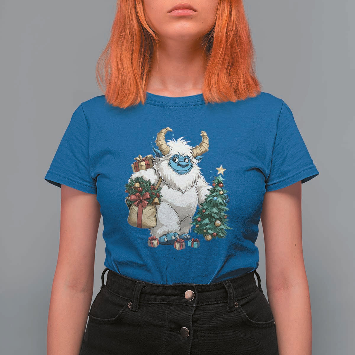 Funny Yule Yeti T Shirt For Women Christmas Mythical Creature Winter Solstice - Wonder Print Shop