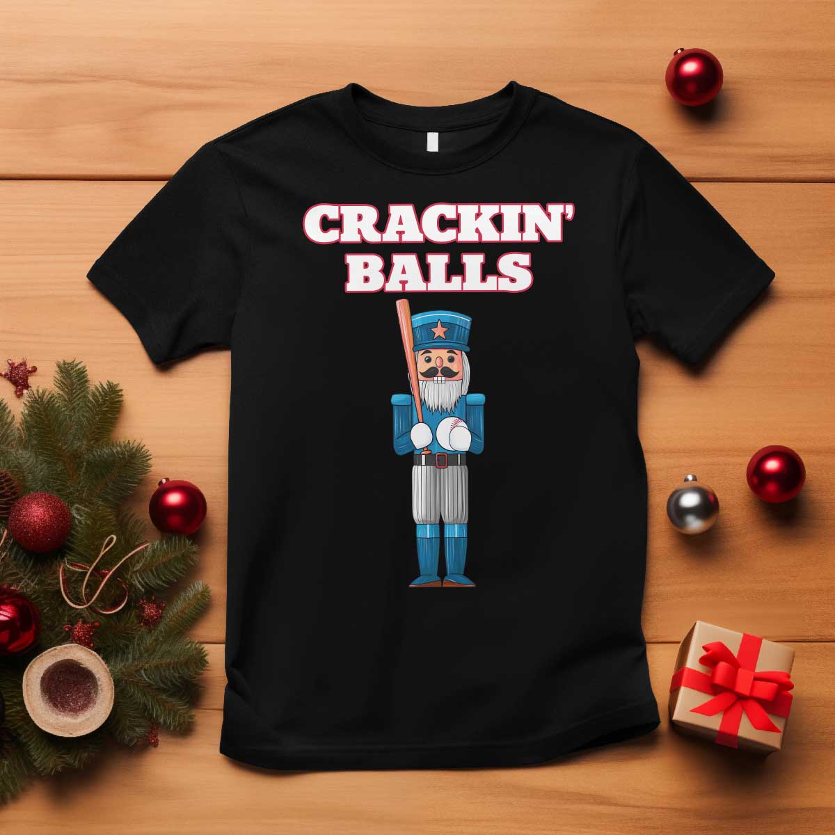Funny Nutcracker Baseball T Shirt Crackin' Balls Baseball Players - Wonder Print Shop