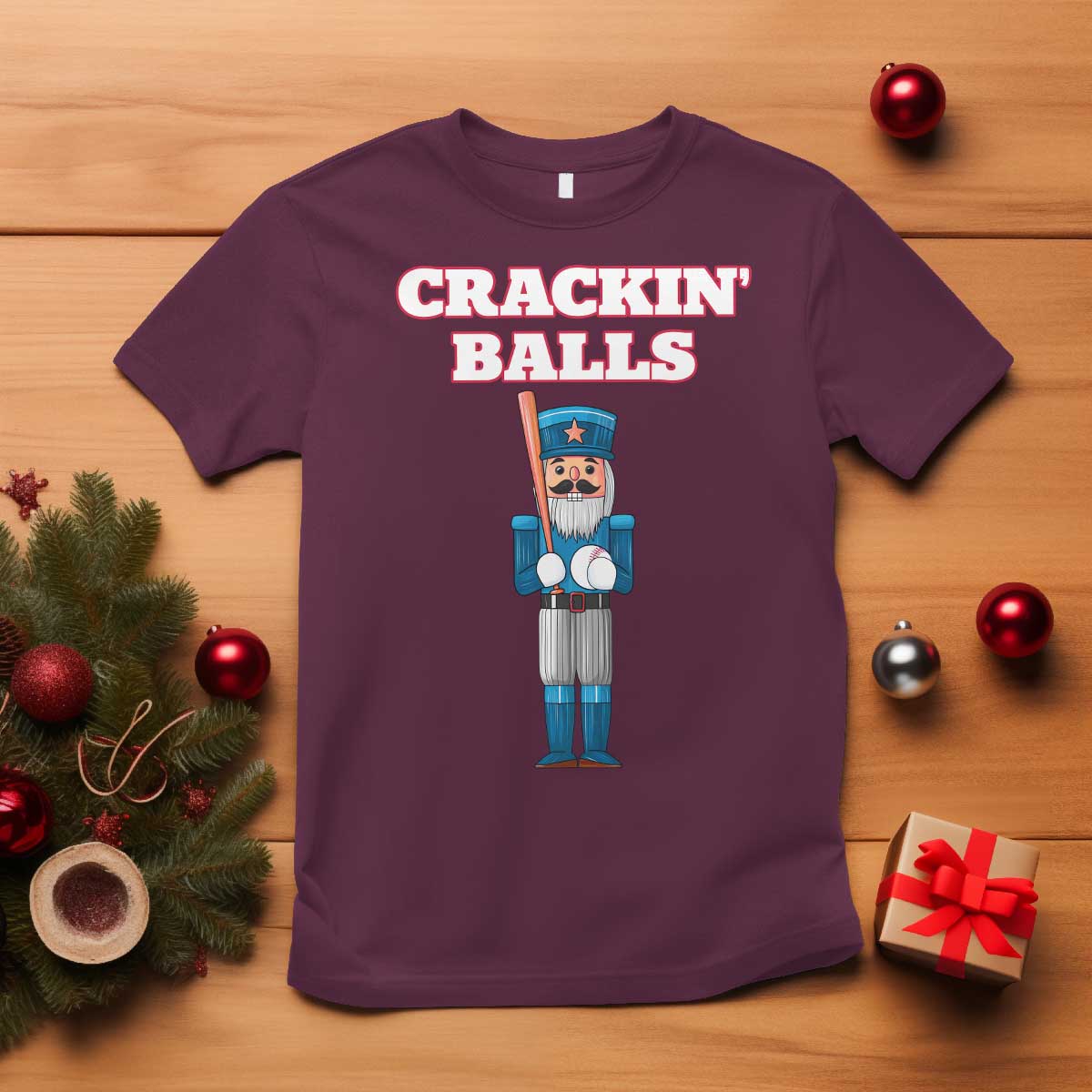 Funny Nutcracker Baseball T Shirt Crackin' Balls Baseball Players - Wonder Print Shop