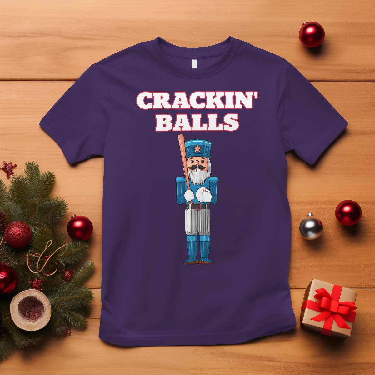 Funny Nutcracker Baseball T Shirt Crackin' Balls Baseball Players - Wonder Print Shop