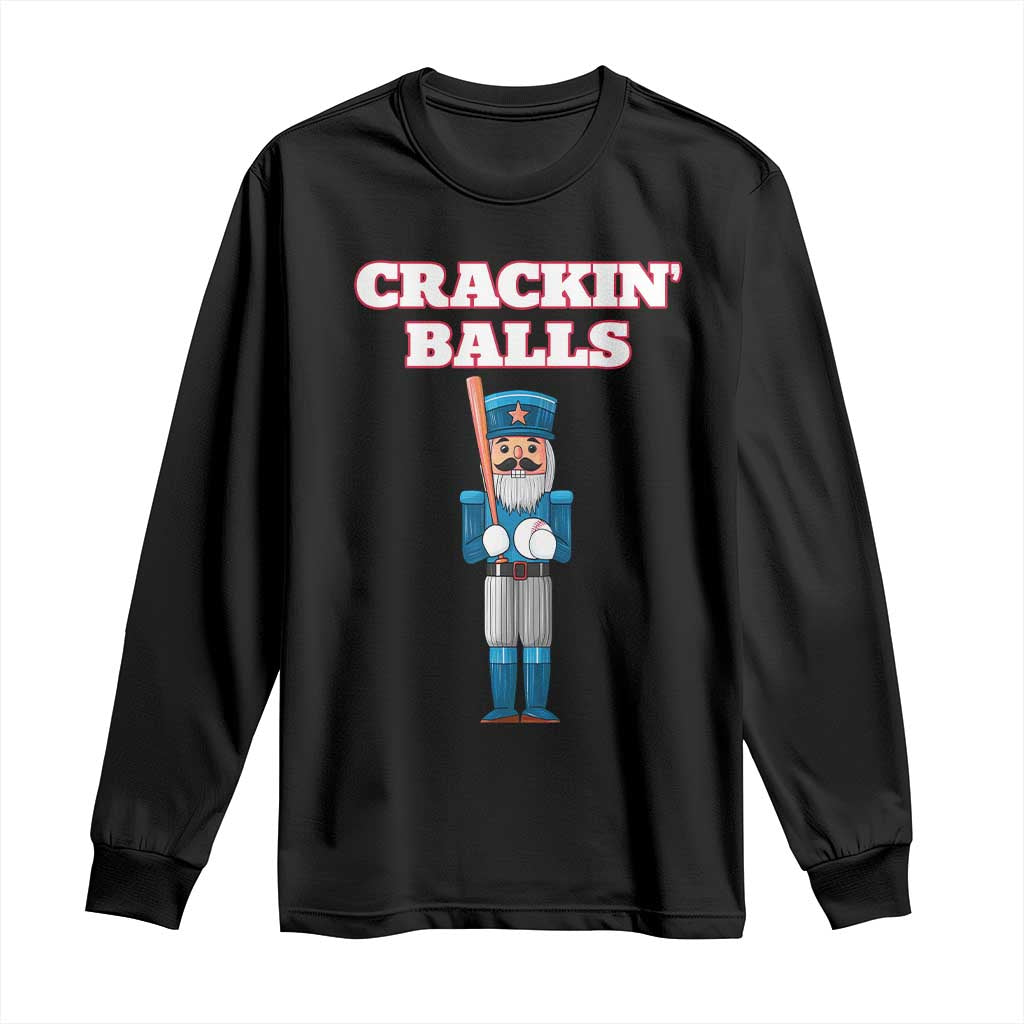 Funny Nutcracker Baseball Long Sleeve Shirt Crackin' Balls Baseball Players