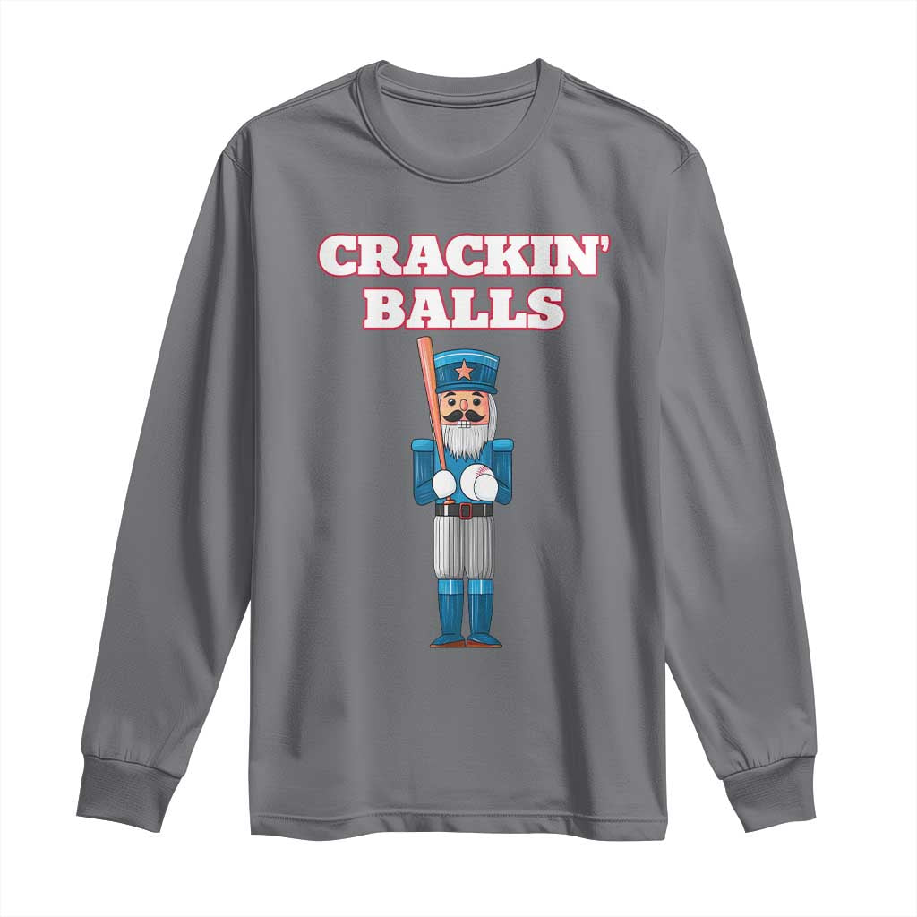Funny Nutcracker Baseball Long Sleeve Shirt Crackin' Balls Baseball Players