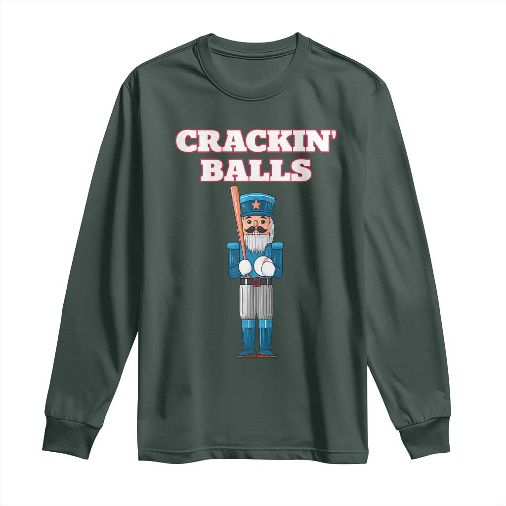 Funny Nutcracker Baseball Long Sleeve Shirt Crackin' Balls Baseball Players