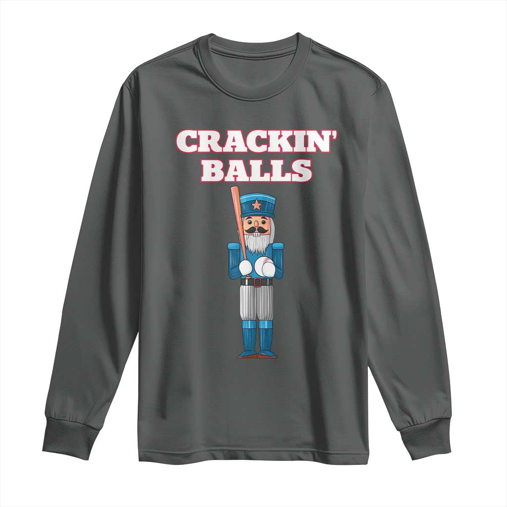 Funny Nutcracker Baseball Long Sleeve Shirt Crackin' Balls Baseball Players