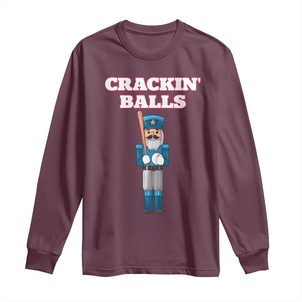 Funny Nutcracker Baseball Long Sleeve Shirt Crackin' Balls Baseball Players