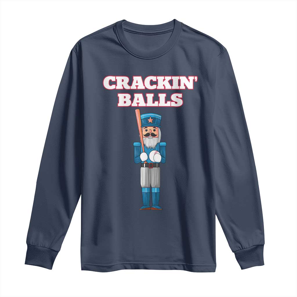 Funny Nutcracker Baseball Long Sleeve Shirt Crackin' Balls Baseball Players