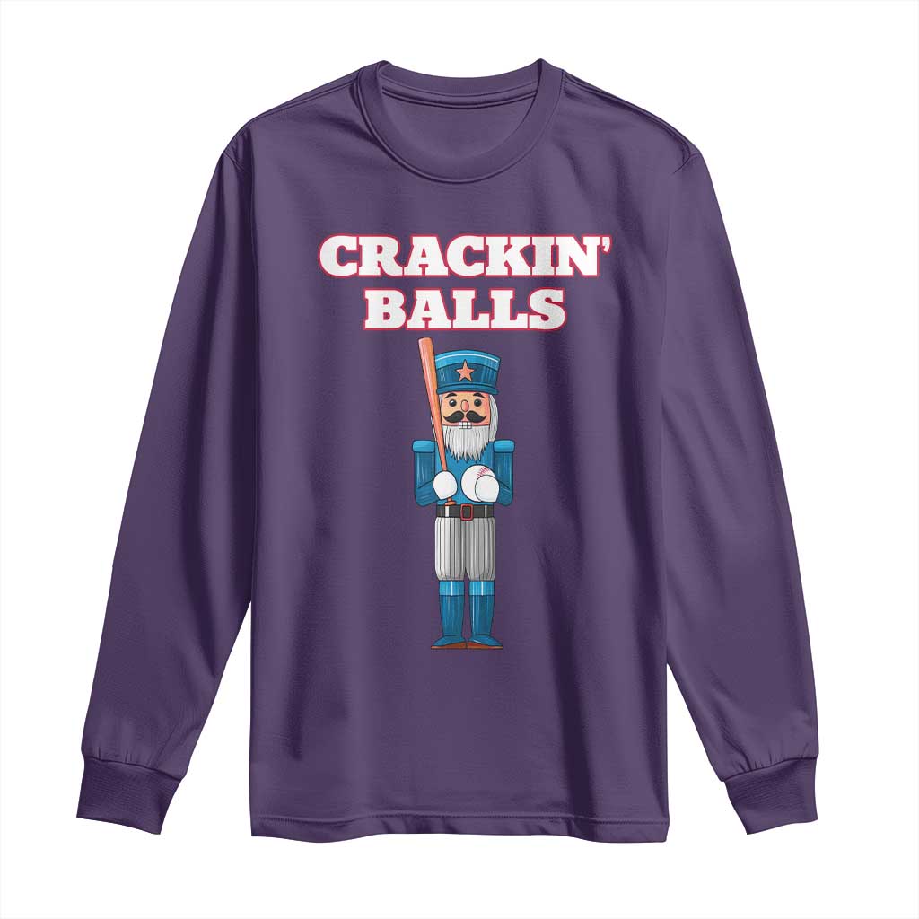 Funny Nutcracker Baseball Long Sleeve Shirt Crackin' Balls Baseball Players