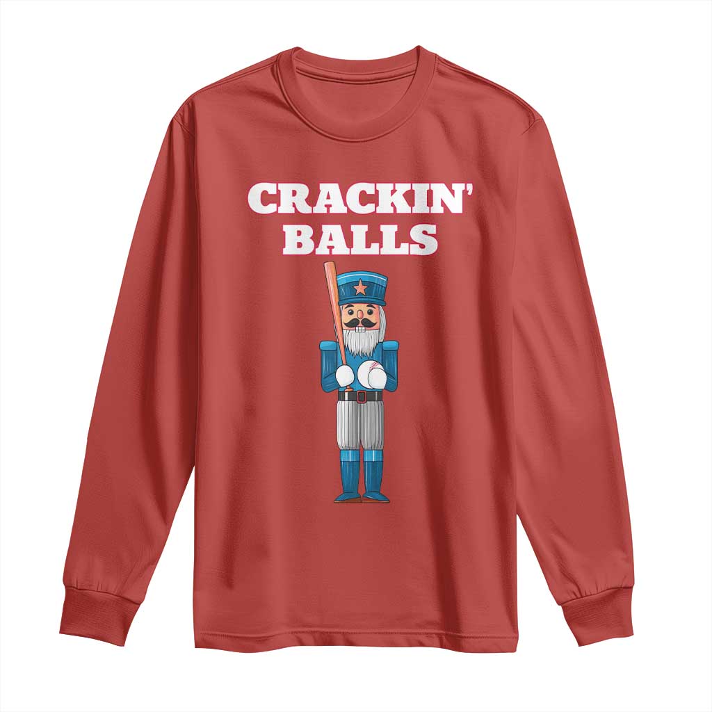 Funny Nutcracker Baseball Long Sleeve Shirt Crackin' Balls Baseball Players