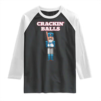 Funny Nutcracker Baseball Raglan Shirt Crackin' Balls Baseball Players - Wonder Print Shop