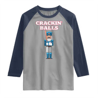 Funny Nutcracker Baseball Raglan Shirt Crackin' Balls Baseball Players - Wonder Print Shop