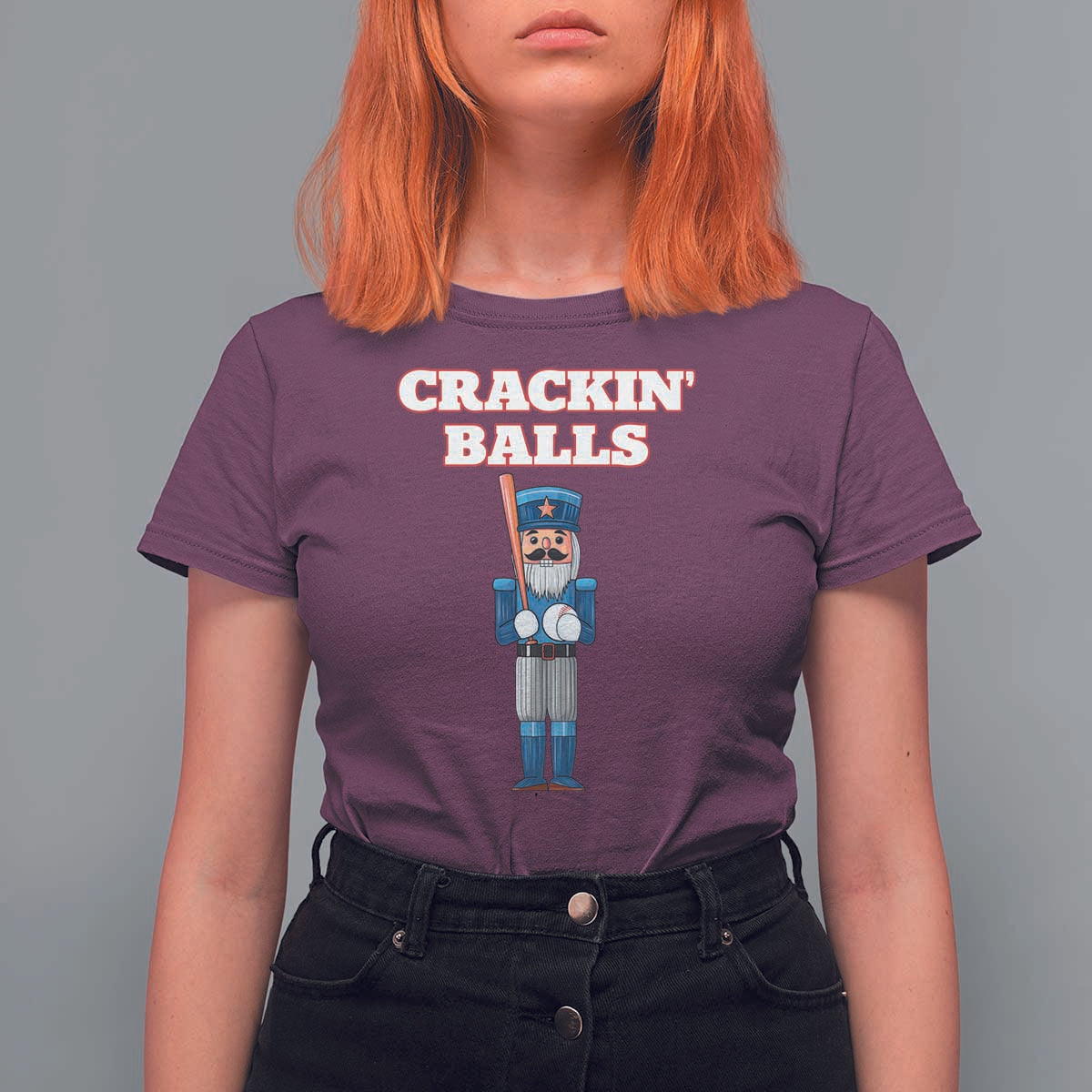 Funny Nutcracker Baseball T Shirt For Women Crackin' Balls Baseball Players - Wonder Print Shop