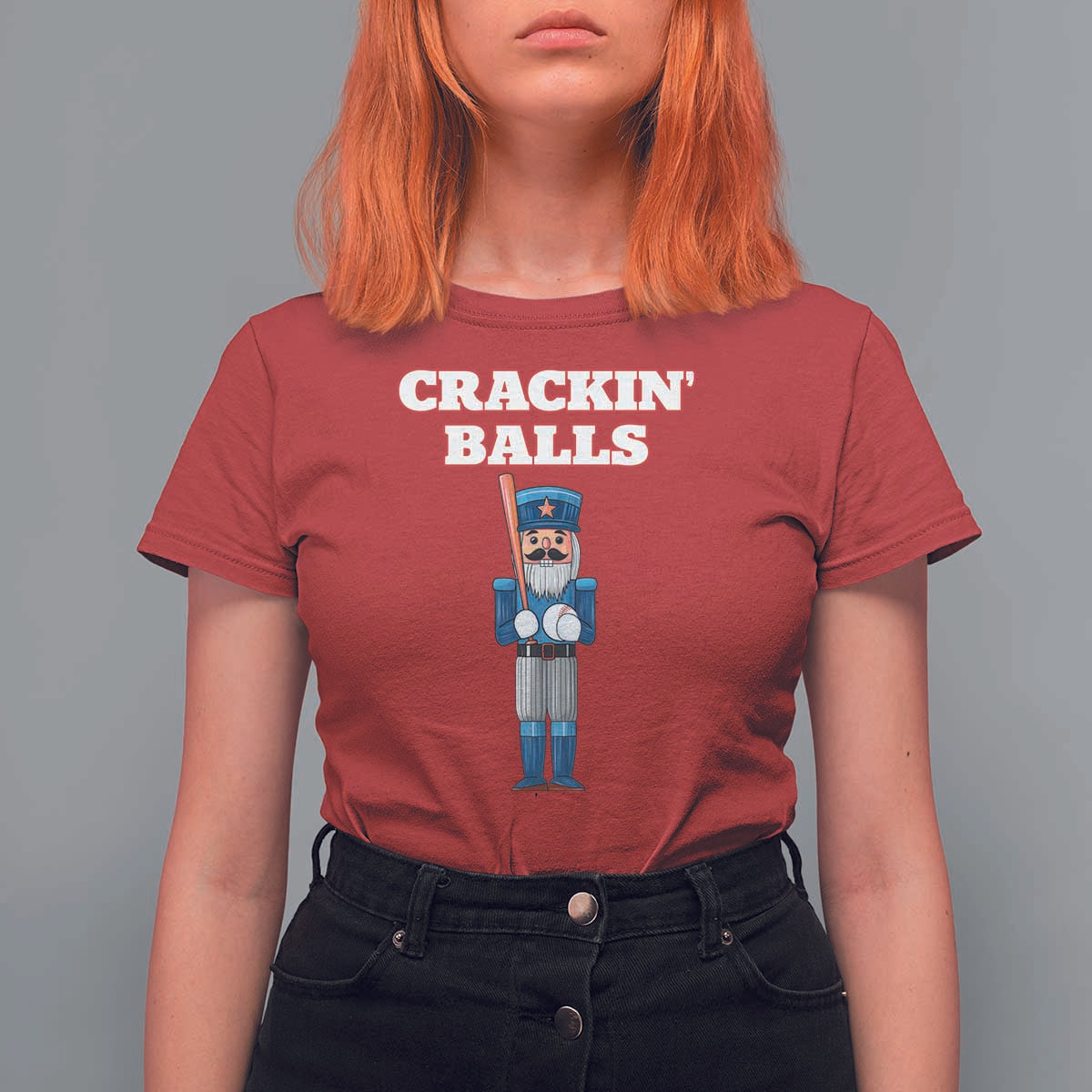 Funny Nutcracker Baseball T Shirt For Women Crackin' Balls Baseball Players - Wonder Print Shop