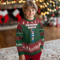 Funny Nutcracker Baseball Ugly Christmas Sweater Crackin' Balls Baseball Players - Wonder Print Shop