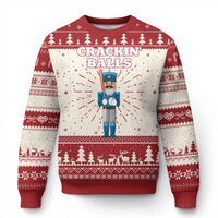 Funny Nutcracker Baseball Ugly Christmas Sweater Crackin' Balls Baseball Players - Wonder Print Shop