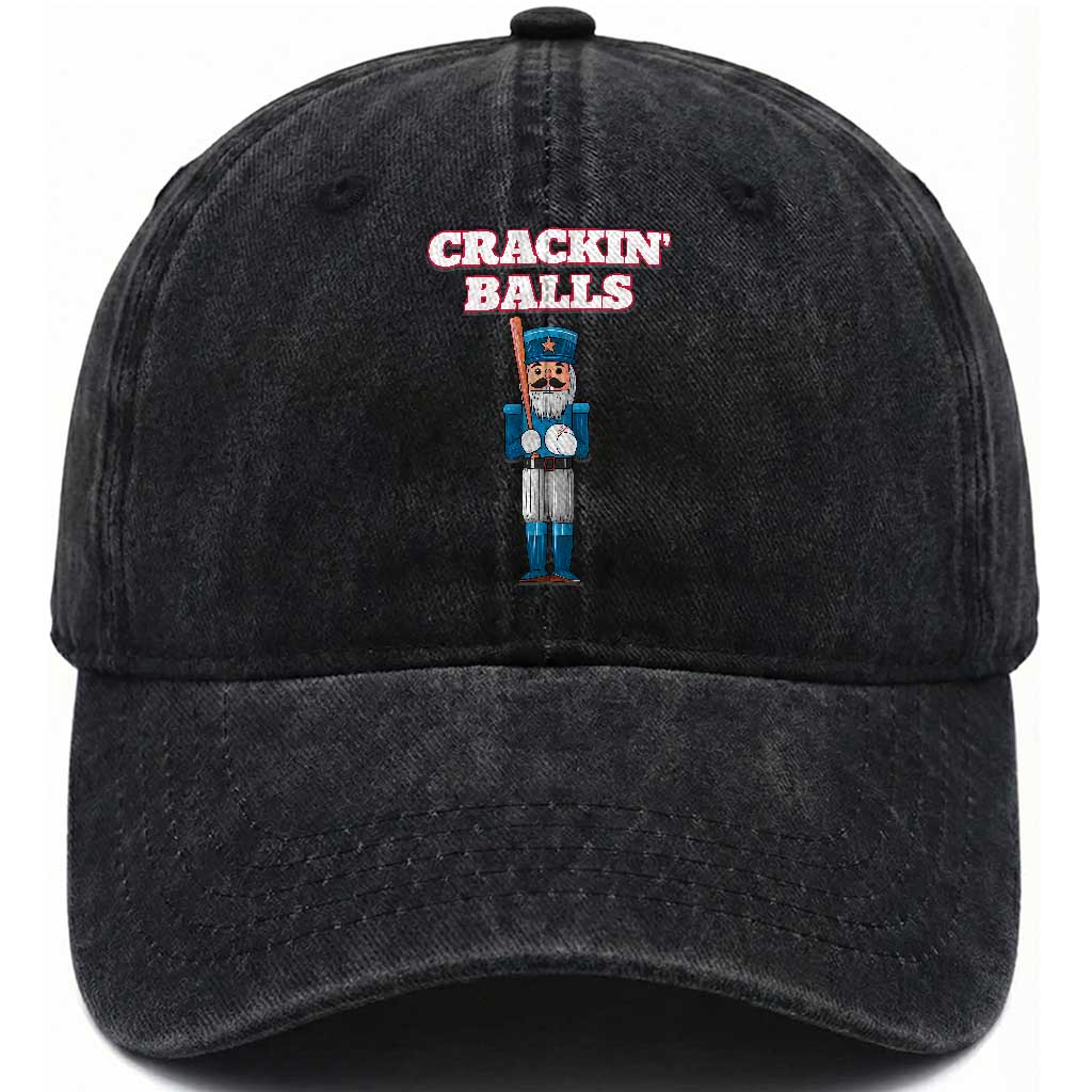 Funny Nutcracker Baseball Washed Cotton Baseball Cap Crackin' Balls Baseball Players