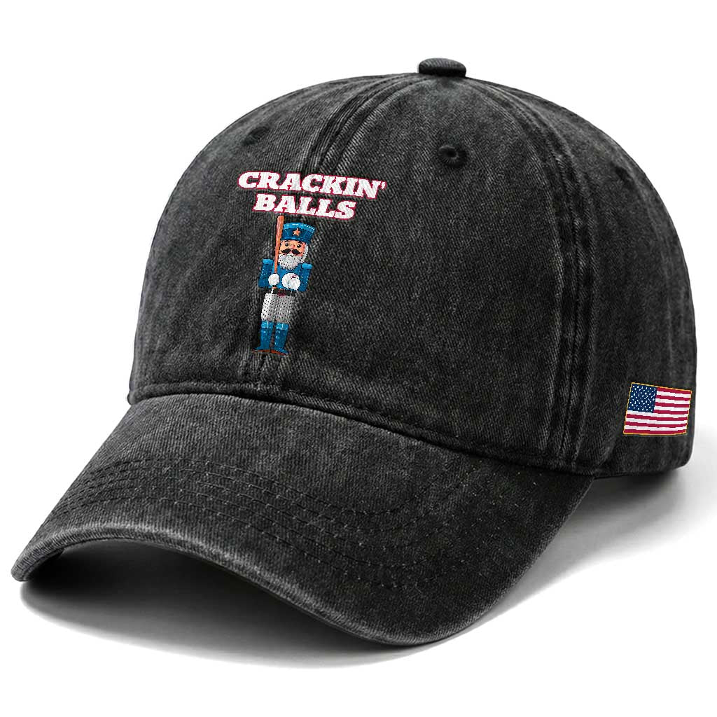Funny Nutcracker Baseball Washed Cotton Baseball Cap Crackin' Balls Baseball Players