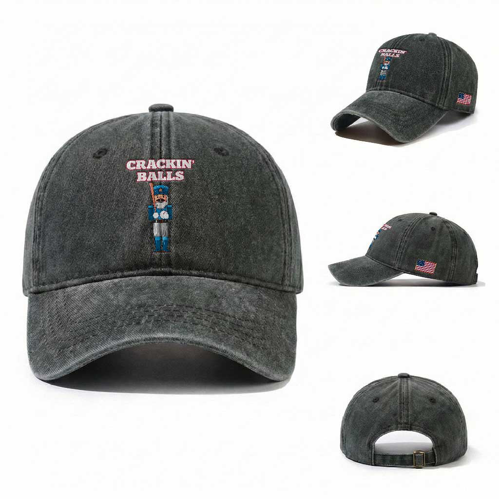 Funny Nutcracker Baseball Washed Cotton Baseball Cap Crackin' Balls Baseball Players