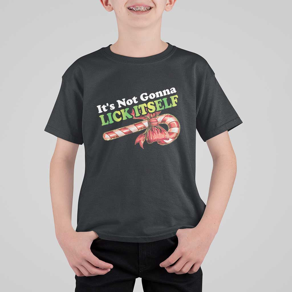 Funny Christmas Candy Cane T Shirt For Kid It's Not Gonna Lick Itself - Wonder Print Shop