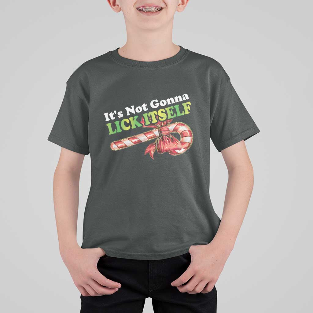 Funny Christmas Candy Cane T Shirt For Kid It's Not Gonna Lick Itself - Wonder Print Shop