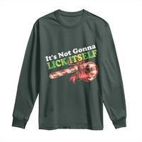Funny Christmas Candy Cane Long Sleeve Shirt It's Not Gonna Lick Itself
