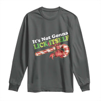 Funny Christmas Candy Cane Long Sleeve Shirt It's Not Gonna Lick Itself