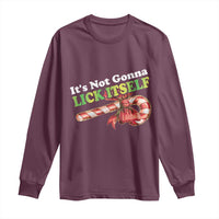 Funny Christmas Candy Cane Long Sleeve Shirt It's Not Gonna Lick Itself