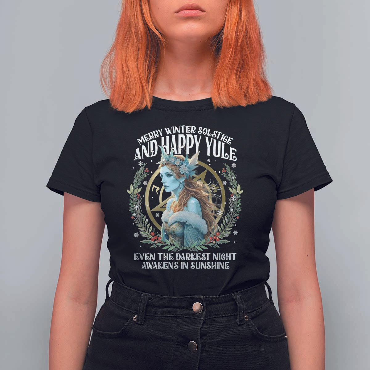 Yule T Shirt For Women Merry Winter Solstice And Happy Yule Marzanna Xmas - Wonder Print Shop
