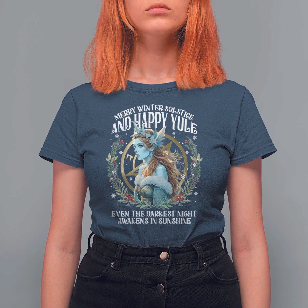 Yule T Shirt For Women Merry Winter Solstice And Happy Yule Marzanna Xmas - Wonder Print Shop