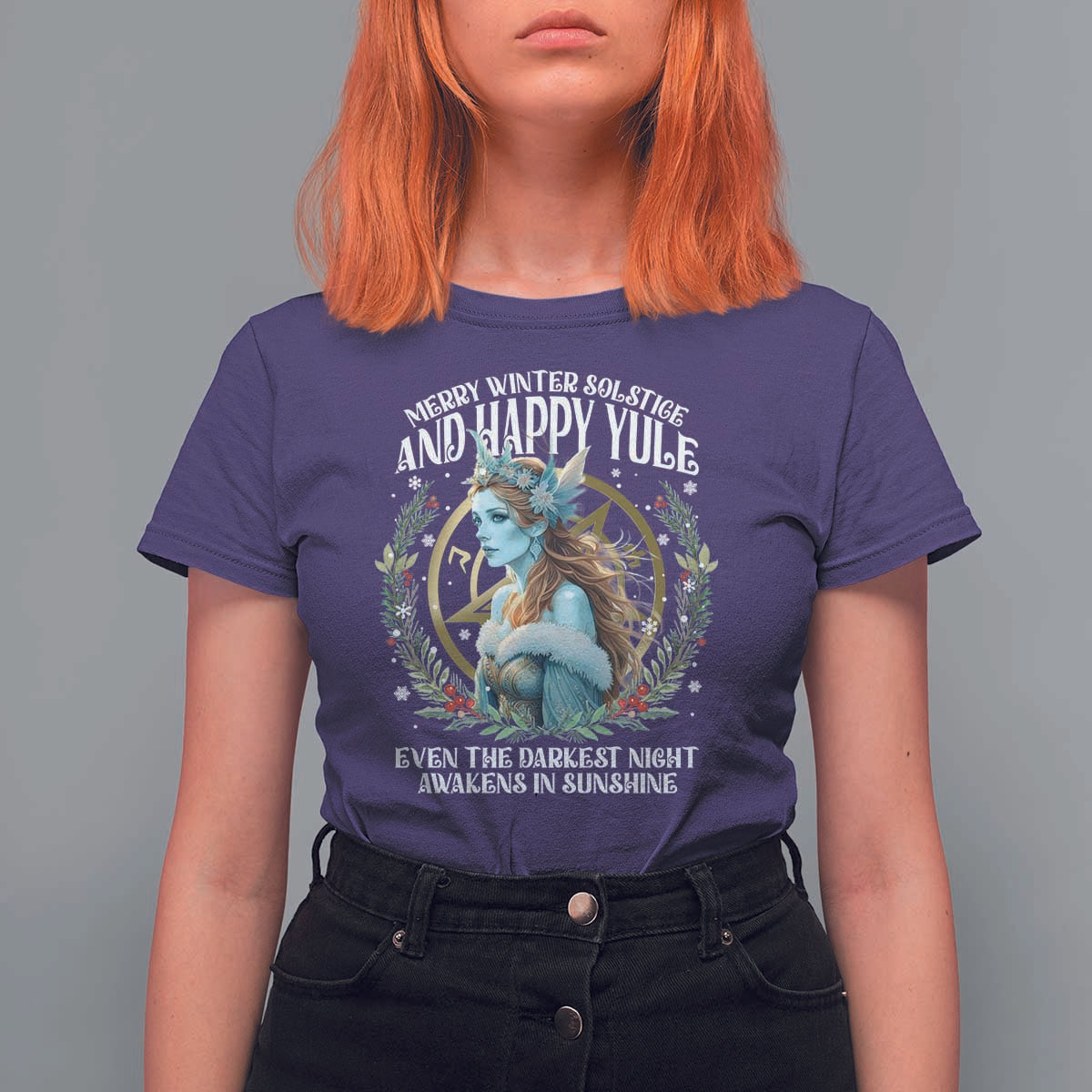 Yule T Shirt For Women Merry Winter Solstice And Happy Yule Marzanna Xmas - Wonder Print Shop