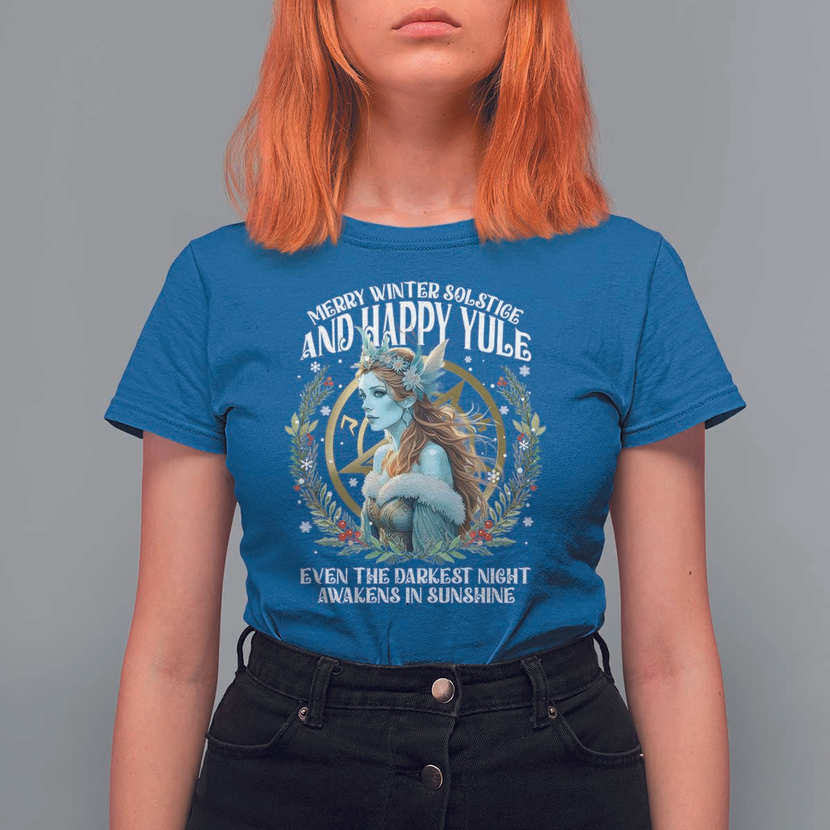 Yule T Shirt For Women Merry Winter Solstice And Happy Yule Marzanna Xmas - Wonder Print Shop