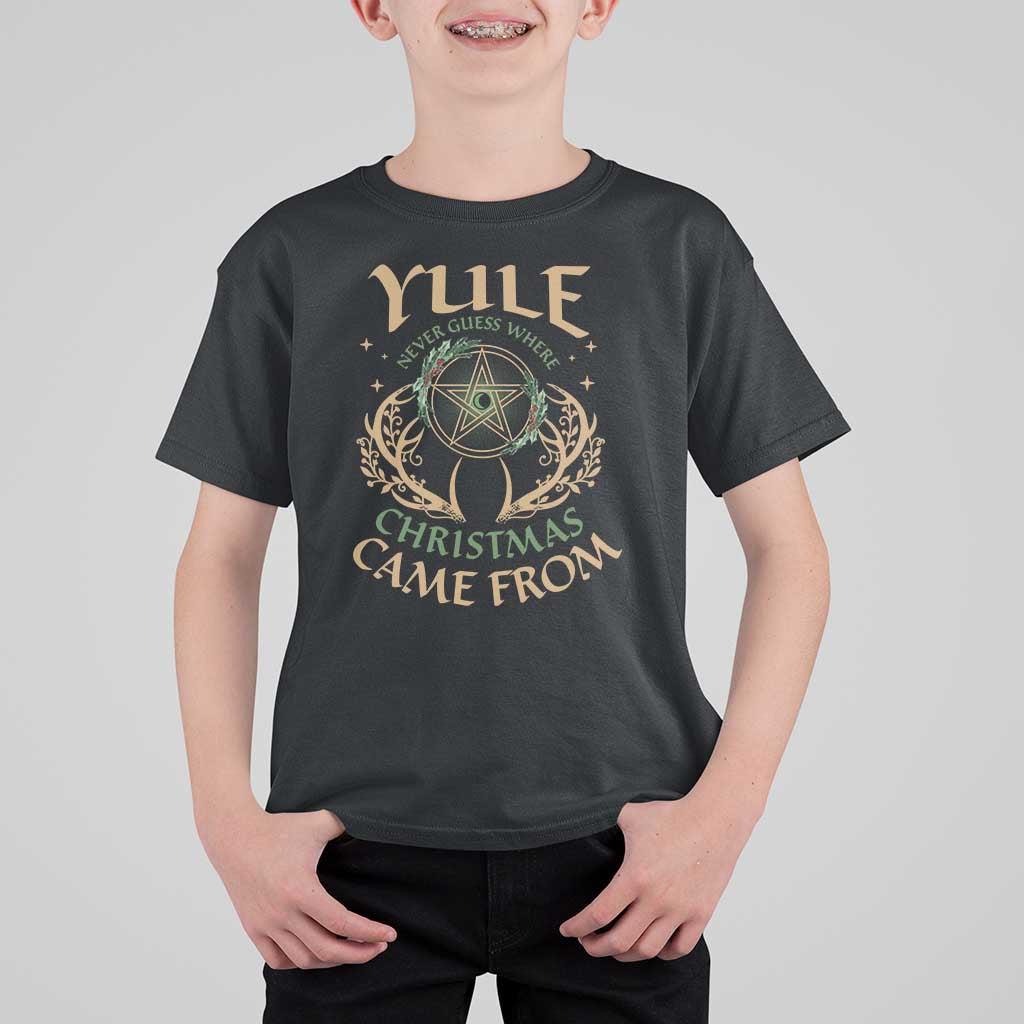 Yule Never Guess Where Christmas Come From T Shirt For Kid Pentagram Circle - Wonder Print Shop