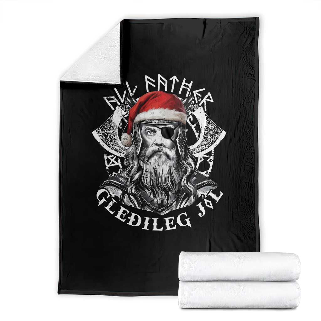 Christmas Viking Throw Blanket All Father Gledileg Jol Vintage Santa Odin - Wonder Print Shop