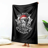 Christmas Viking Throw Blanket All Father Gledileg Jol Vintage Santa Odin - Wonder Print Shop