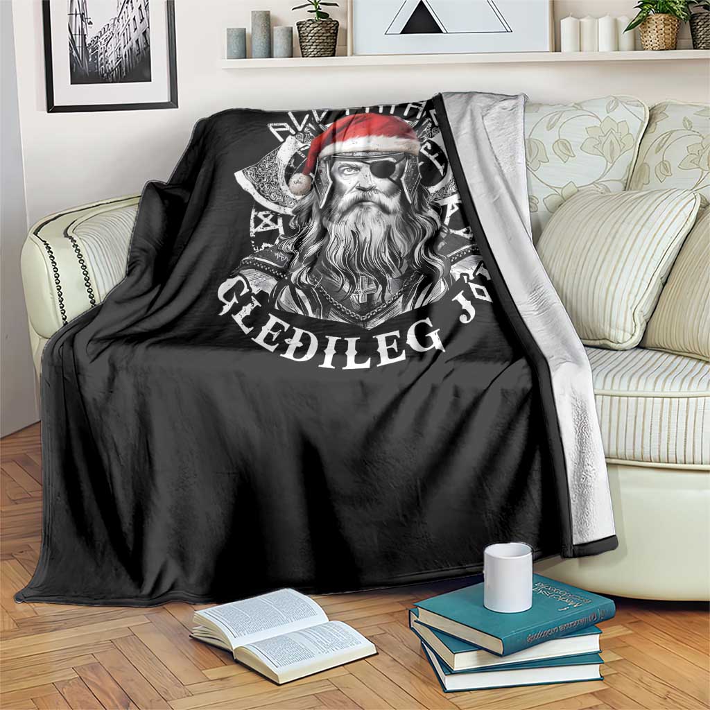 Christmas Viking Throw Blanket All Father Gledileg Jol Vintage Santa Odin - Wonder Print Shop