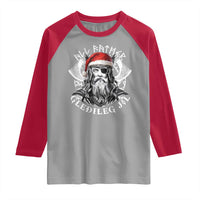 Christmas Viking Raglan Shirt All Father Gledileg Jol Vintage Santa Odin - Wonder Print Shop